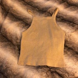 Cute Gold Ribbed Crop Top